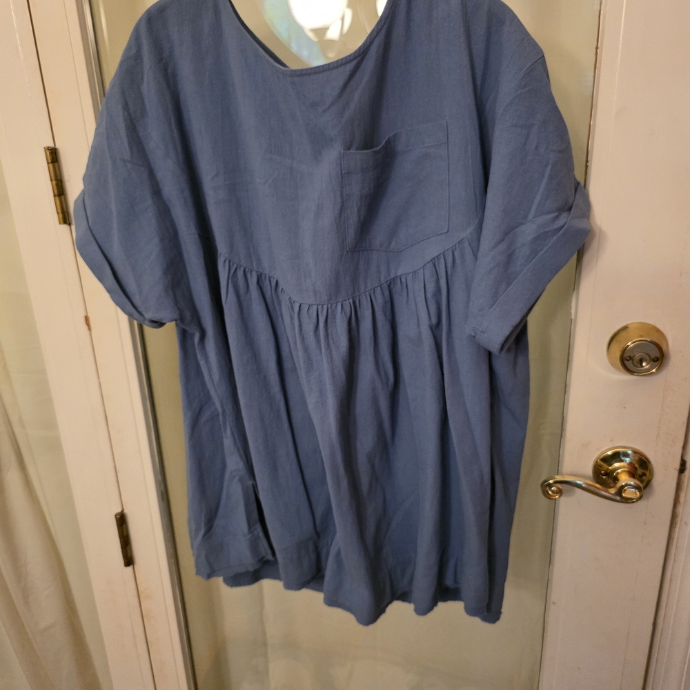 Boho Blue Flowy Pepulm Top